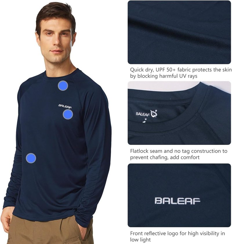 Men's UV Protection Long Sleeve Rash Guard | SPF UPF 50+ Quick Dry Fishing & Running Shirt