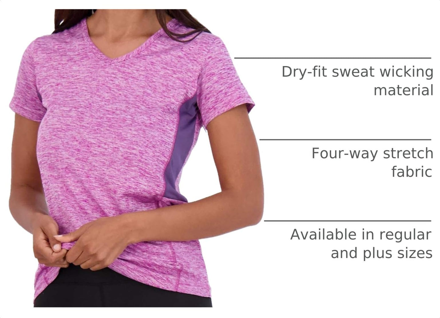 5 Pack Women's Dry Fit V Neck Workout Tops T Shirts Athletic Gym Yoga Tees