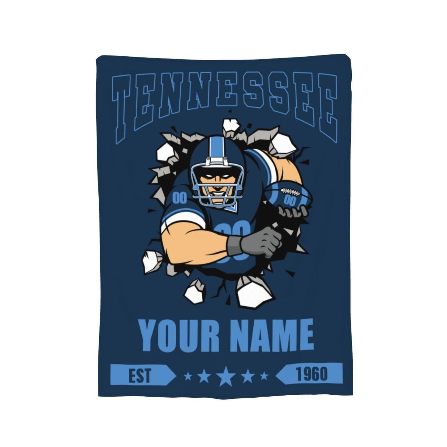 Personalized Tennessee Blanket with Name Number Custom Football Throw Blankets Customized Flannel Blanket Fan Gifts for Men Women Boy Decor for Couch, Bed, Sofa 30"x 40",40"x50", 50"x60", 60"x80"