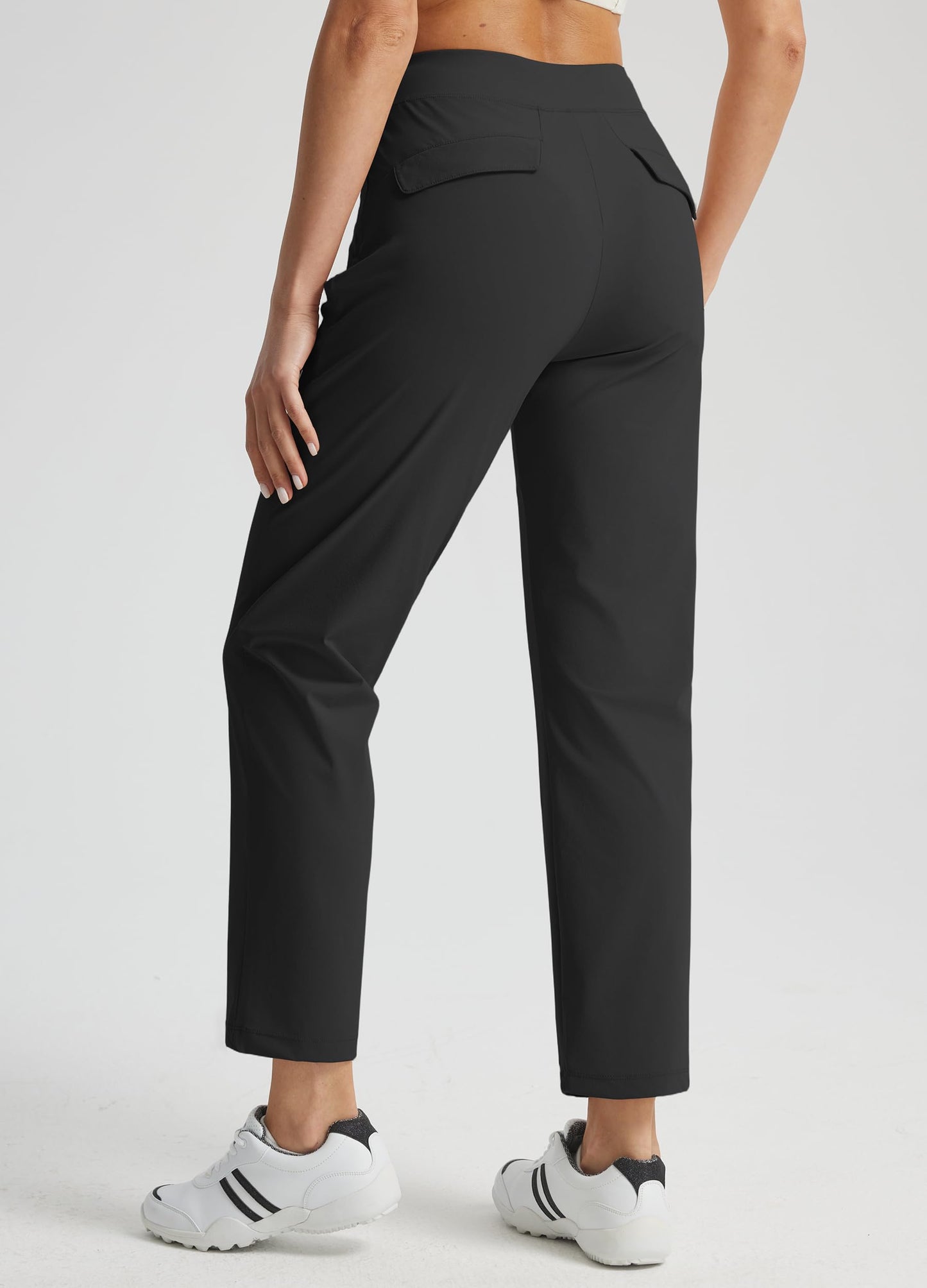 Libin Women's Golf Pants Stretchy Travel Dress High Waisted, 27" Black M