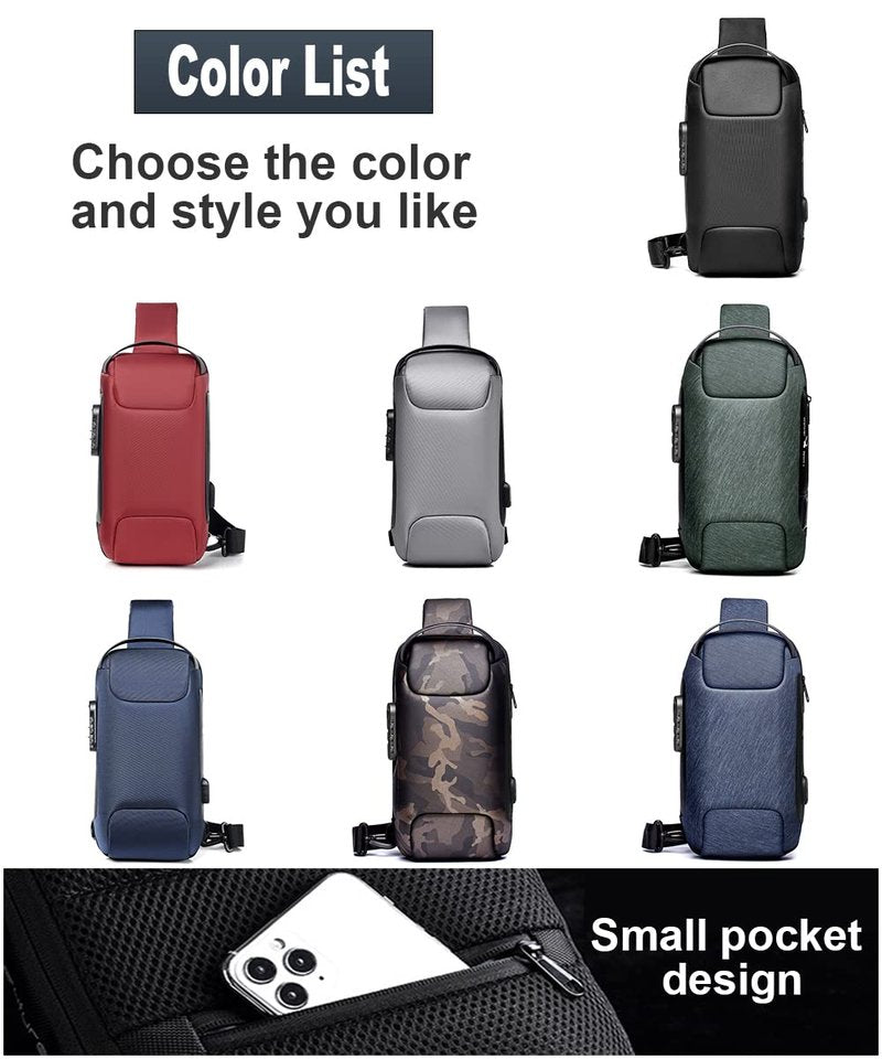 HOXSURY Sling Backpack USB Anti-Theft Waterproof Chest Daypack Casual Shoulder Bag (Red)