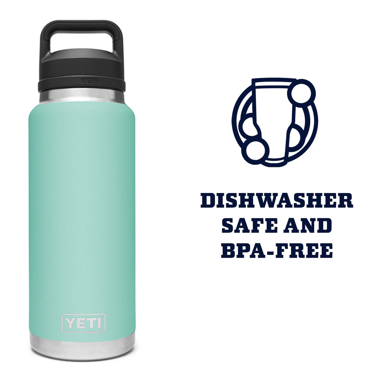 YETI Rambler 36 oz Bottle, Vacuum Insulated, Stainless Steel with Chug Cap, Seafoam