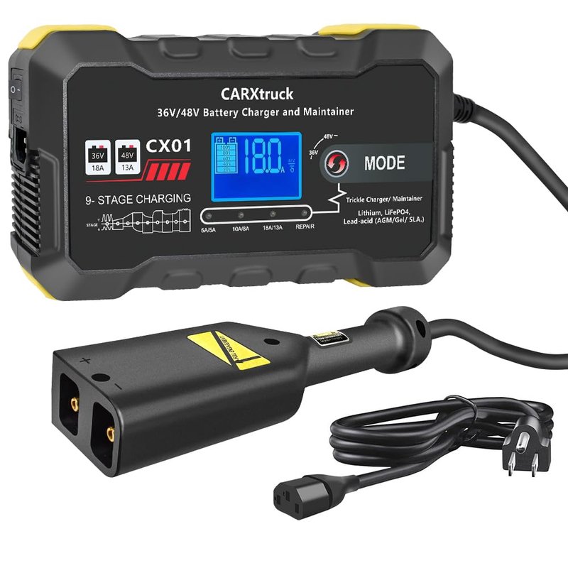 CARXtruck 36V 18A & 48V 13A Golf Cart Battery Charger for EZGO TXT with D Style Plug, Smart Trickle Charger