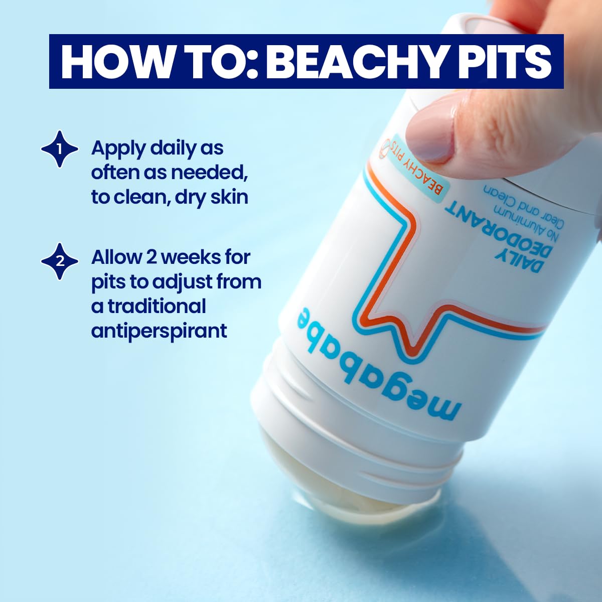 Megababe Beachy Pits Daily Deodorant, Fresh Scent, 2.6 Ounce, Stick