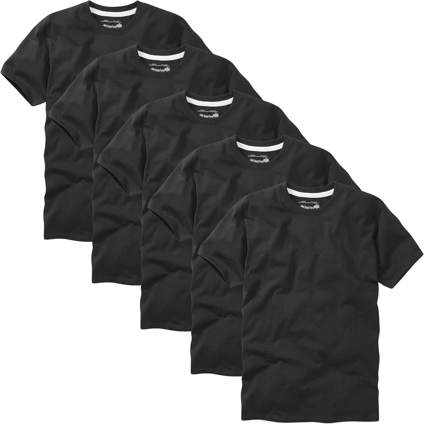 Men's 5 Pack Crew Neck T-Shirts - Soft Cotton, Comfortable Fit | Classic Colors