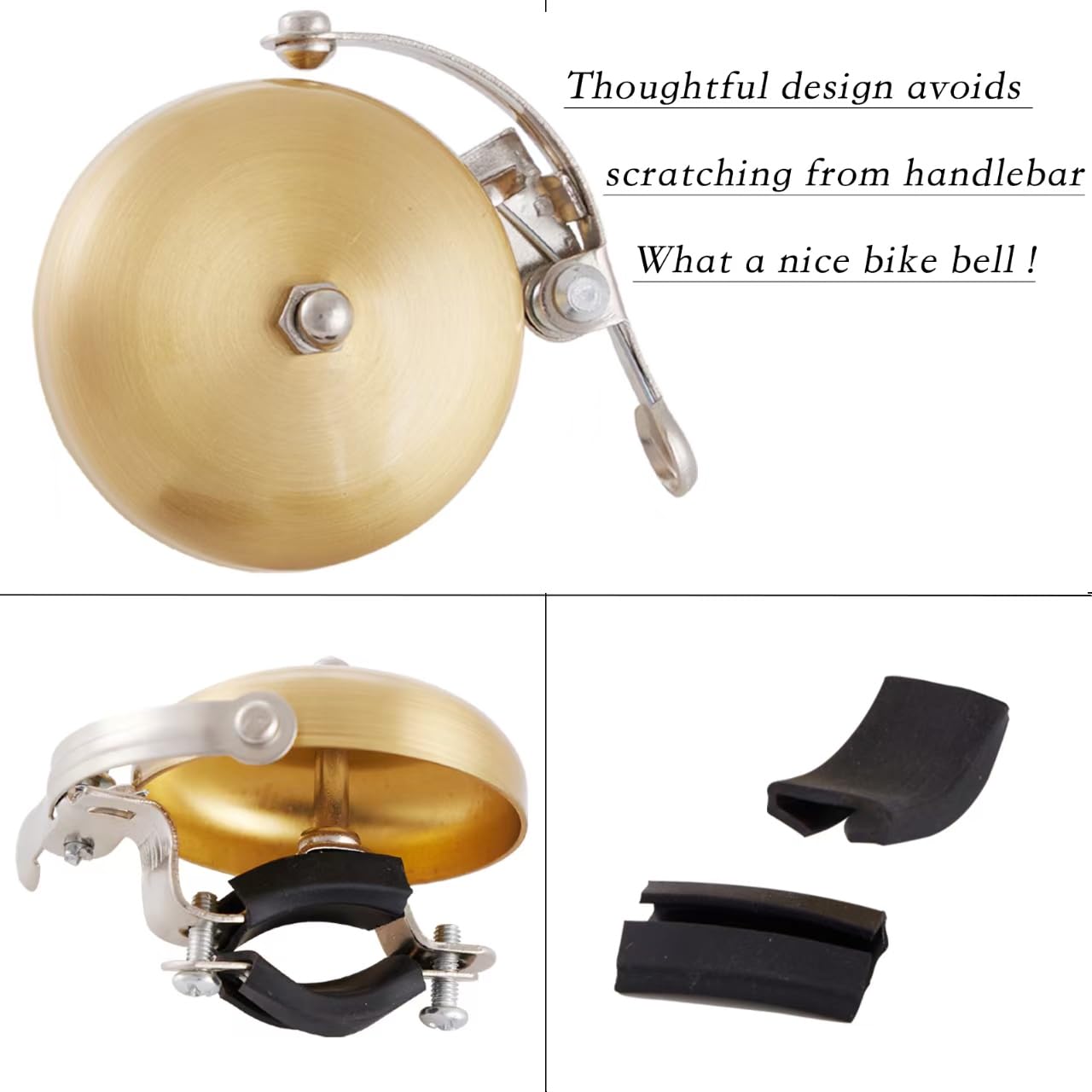 SUNNANDAEG 56mm Solid Brass Bike Bell, 20% Louder 84dB Melodious Ring, Vintage Hand-Spun Rustproof Bicycle Bell, Universal Fit 22.2–31.8mm Handlebar for Road Gravel City Commuter Mountain & Kids Bikes