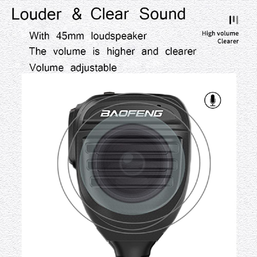 BAOFENG UV-9R Plus Ham Radio Dual PTT Mic SQ27K IP57 Waterproof Remote Shoulder Mic Handheld for GMRS Two Way Radio UV-9R PRO GMRS-9R UV-9G UV-XR (Black-Dual PTT)