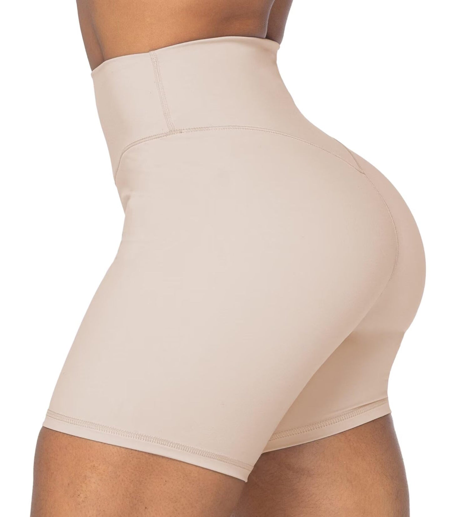 Sunzel 5" High Waist Biker Shorts for Women No Front Seam Soft Yoga Workout Gym Bike Shorts Tummy Control Squat Proof Beige