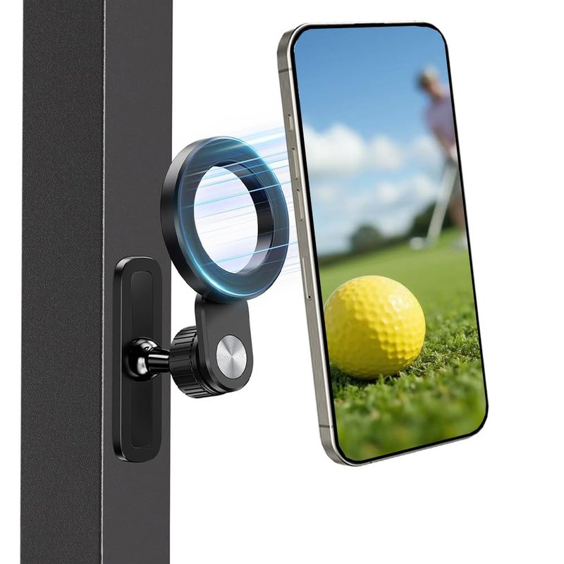 Foldable Magnetic Phone Holder for Golf Cart and Gym, 360° Adjustable Phone Holder for MagSafe, Dual Magnet Fitness Phone Mount Compatible with iPhone 16/15/14/13/12 Series, Golf Cart Accessories