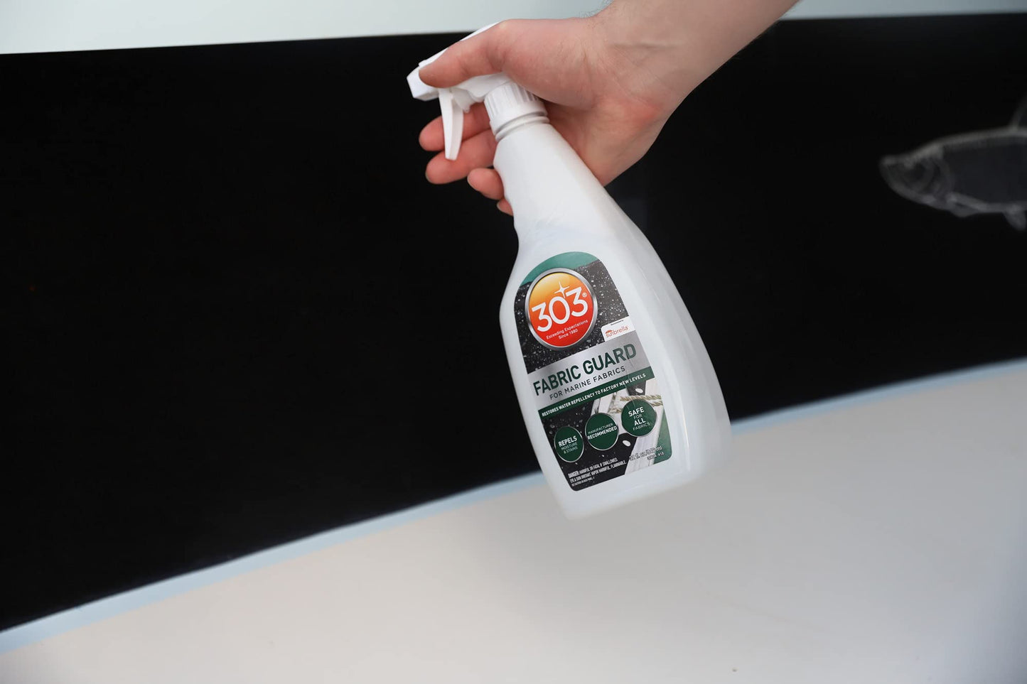 303 Products Marine Fabric Guard, Water Repellent Fabric Protector for Boat Covers, Canvas & Marine Fabrics – Restores Water & Stain Resistance, Safe for All Fabrics, 32 oz