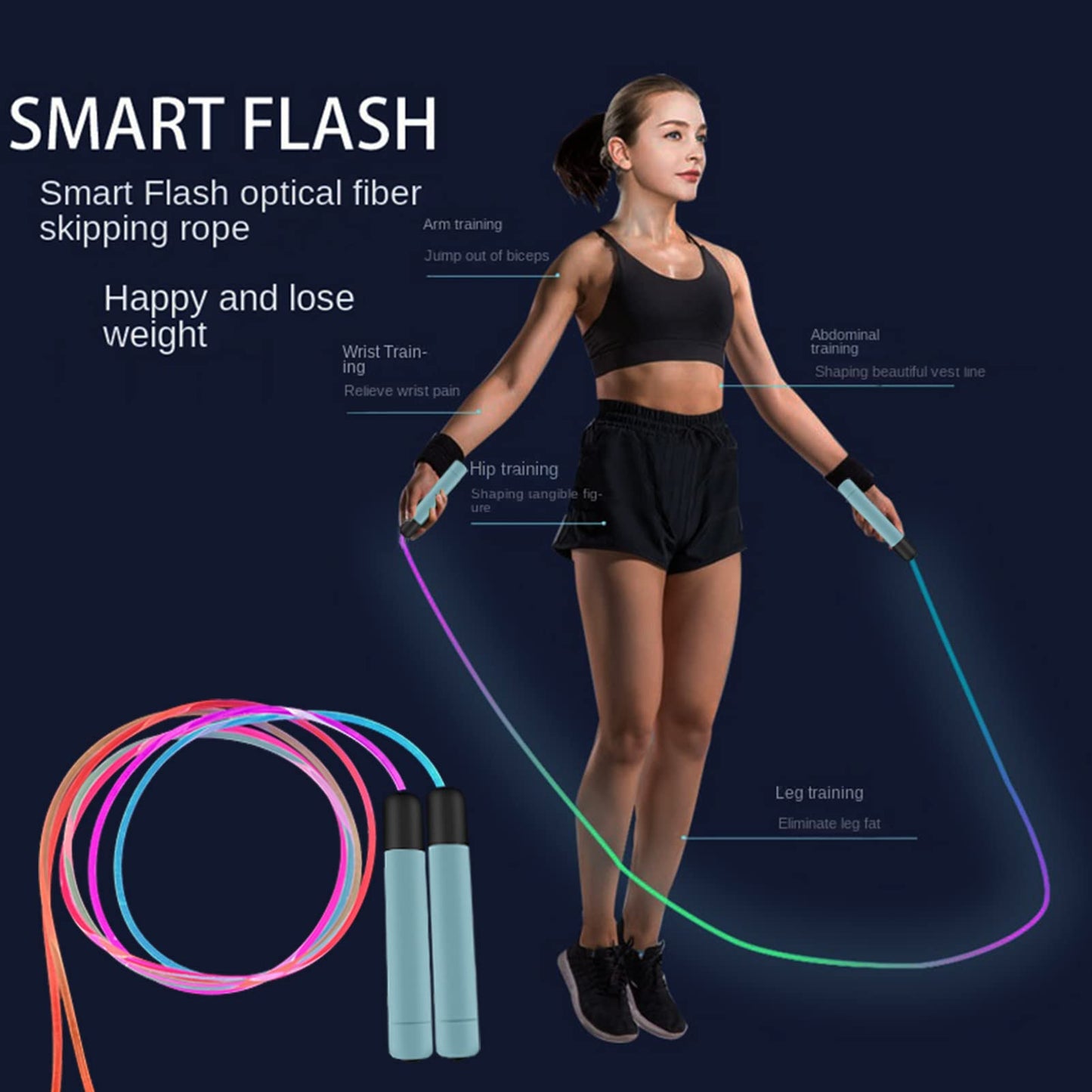 Kids Jump Rope for Girls Boys Color Changing, LED Light Up Skipping Rope 9FT Adjustable Jumping Rope for Women Adults Fitness Exercise Weight Lose, Students Sport Interest Rainbow Flashing Jump Rope