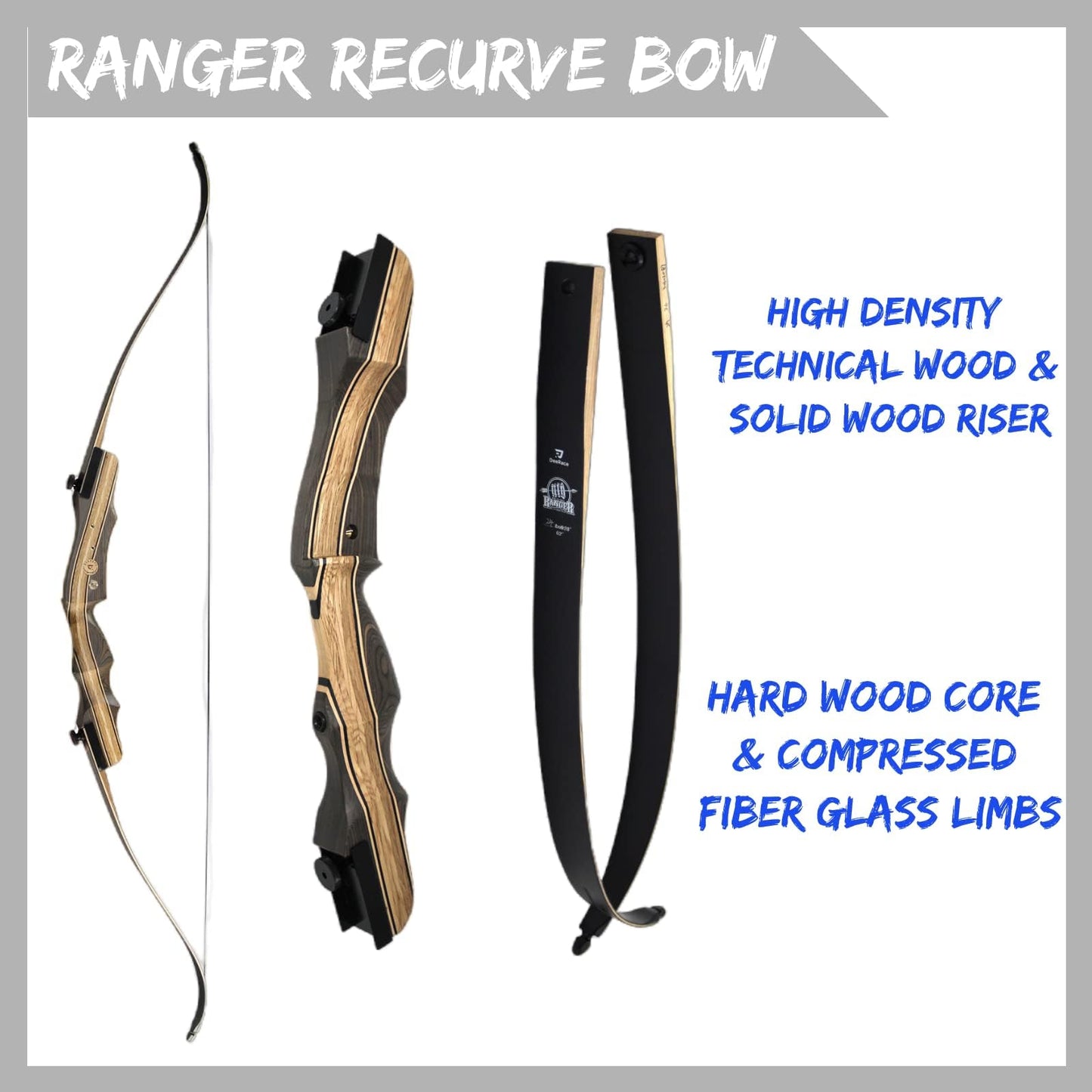 DEERACE Takedown Recurve Bow and Arrow Set 66" Classic Traditional Wooden Bow for Adults Youth Beginner Hunting Targeting Archery (66Inch-35Lbs, Right Hand)