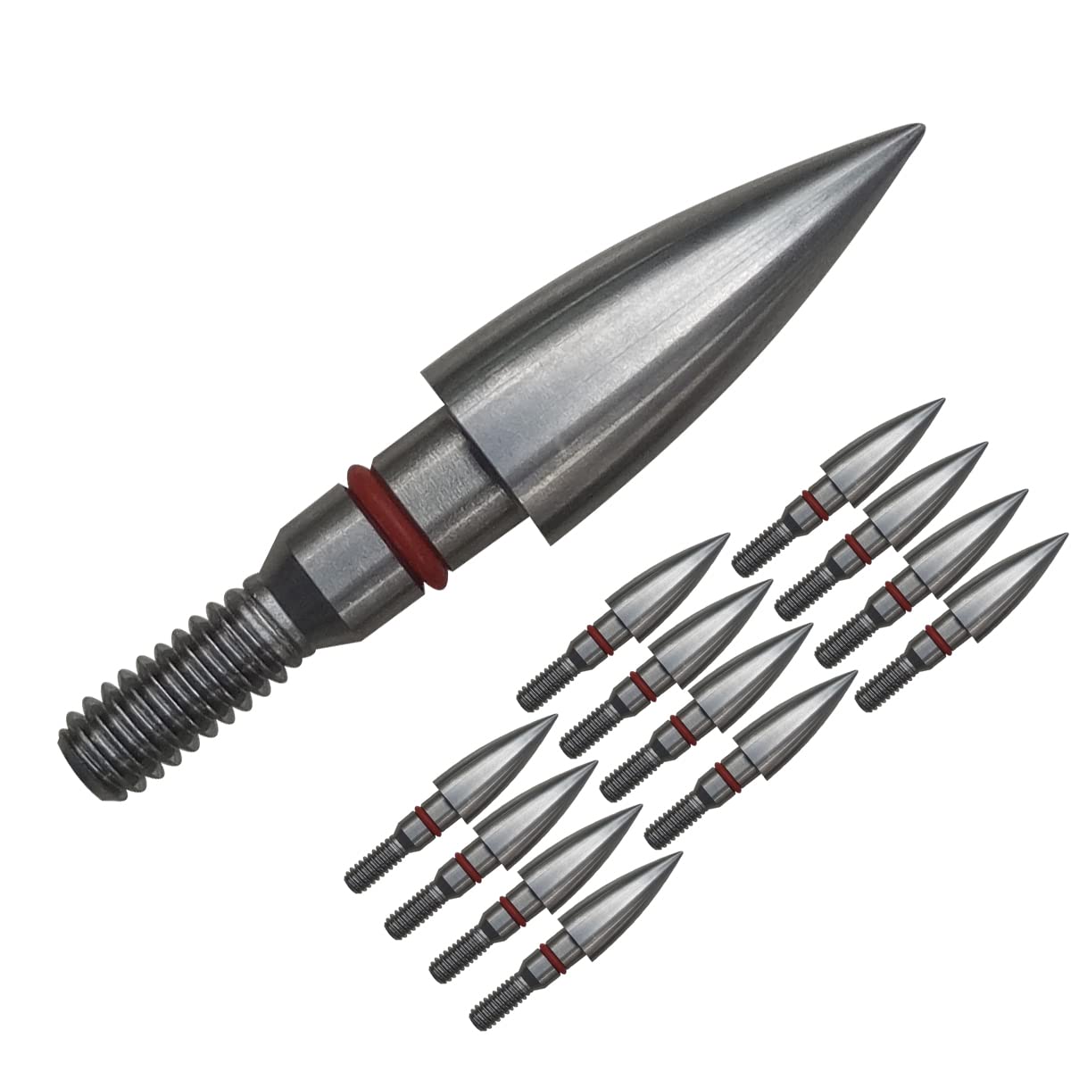 Stainless Steel Archery Field Points,9/32″ 19/64″ 5/16″ 11/32″ Diameter 100/125/150/175/200/250/300 Grains,Screw in Archery Field Tips(1 Dozen 12PCS) (5/16″-100grains)