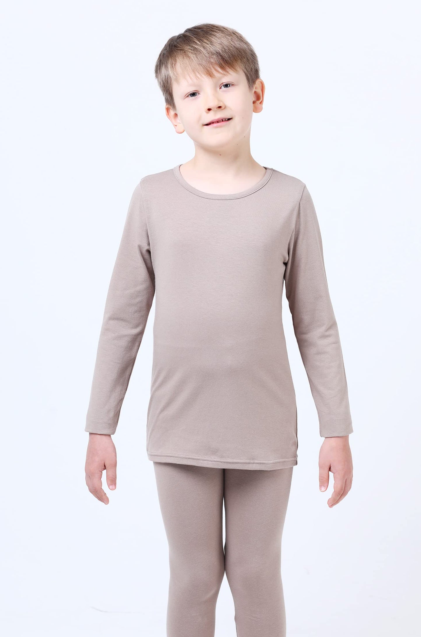 Better4Babies Modal Cotton Thermal Long Underwear Set Breathing Base Layer Long John Pajama Boy Girl Toddler (3~4 Year, Cream)