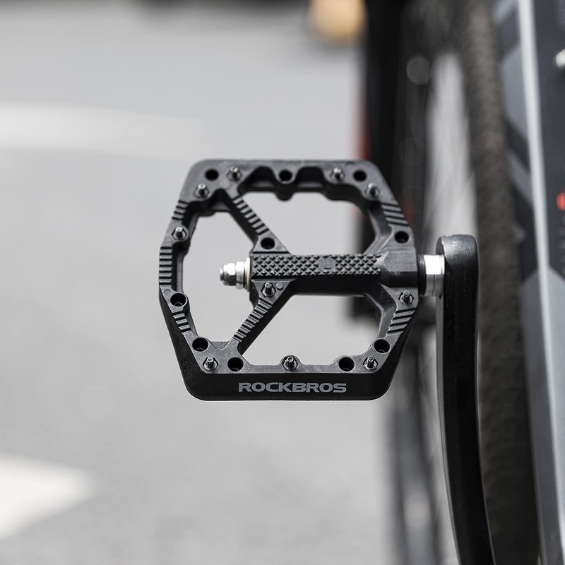 ROCKBROS Mountain Bike Pedals Flat MTB Pedals Nylon Fiber Bicycle Platform Pedals for Road Mountain BMX MTB Bikes Black