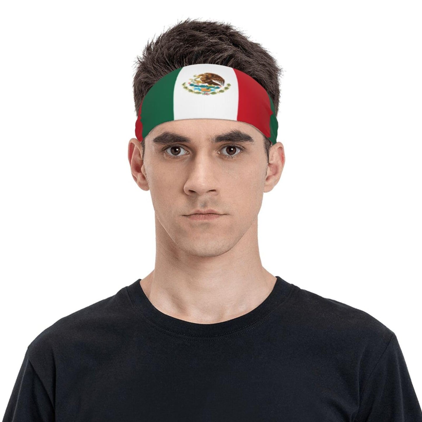 Sports Sweatband Headbands for Men and Women, Moisture-Wicking Athletic Flag of Mexico Design for Running, Yoga, Gym - Ideal for Sports Enthusiasts