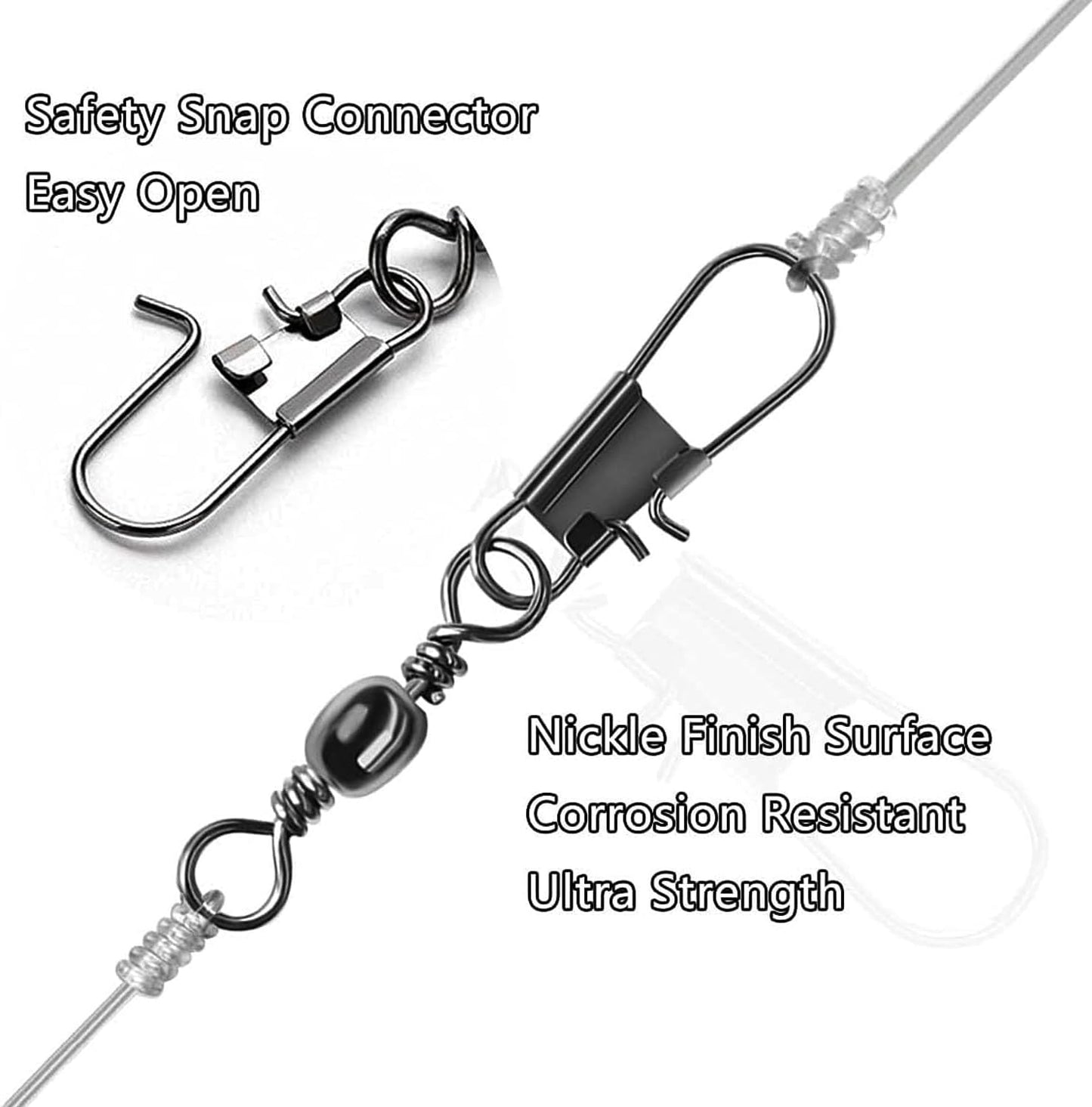 Fishing Barrel Swivel - High Strength Stainless Steel Snap Swivel for Saltwater & Freshwater | 50/230pcs, 26-137LB
