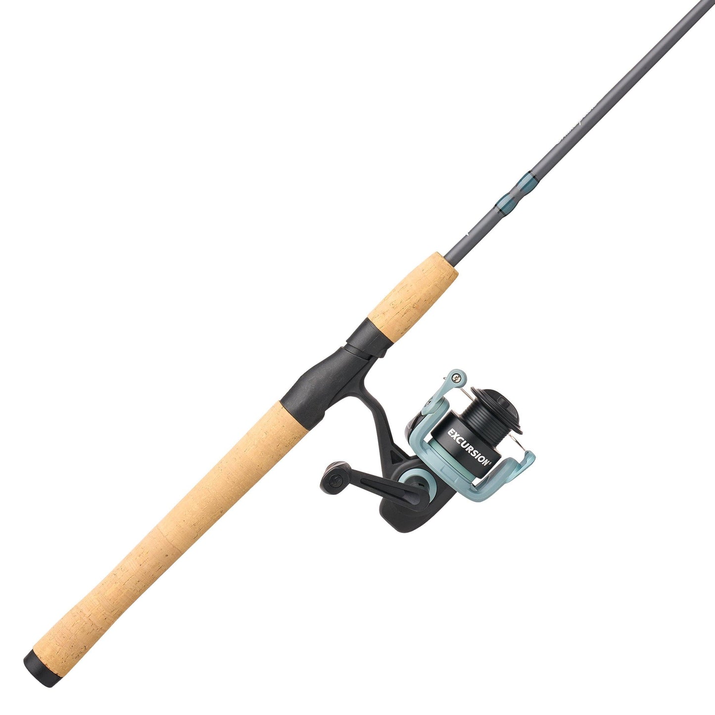 Shakespeare Excursion Spinning Reel and 6'6" 2-Piece Fishing Rod Combo, Carbon Composite Rod Blank Construction, Premium Cork Handles
