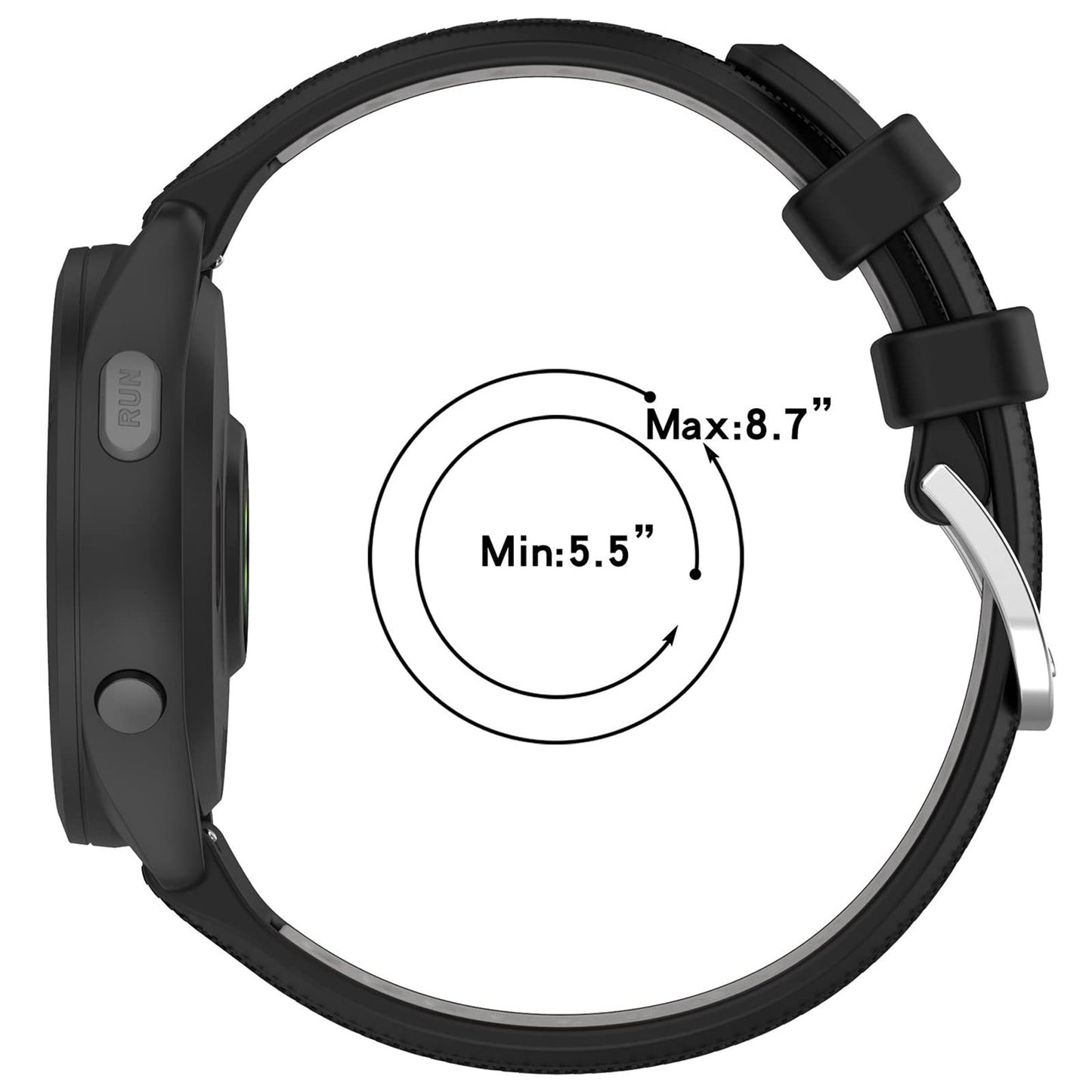 AWADUO Compatible with Garmin Forerunner 265/255/255 Music Replacement Band, 22mm Replacement Silicone Wrist Strap Bracelet Band, Soft And Durable(Black+Gery)