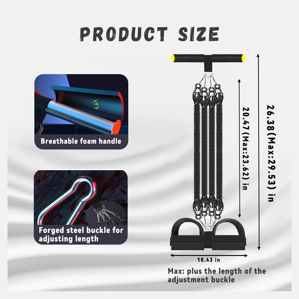 ULAKLU Multifunction Tension Rope Set,Upgraded Smart Stirrup Puller-Adjust Sit Up Bar-Pedal Puller Tensioner Workout Bands Resistance with Abdomen/Waist/Leg/Hips/Chest/Back (4 Ropes)