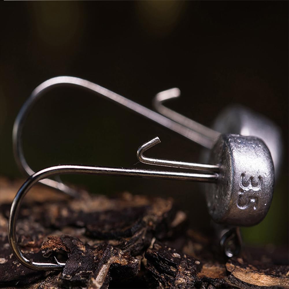Kmucutie Ned Rig Jig Heads, 20 Pieces Finesse Mushroom Jig Hooks Kit for Bass Fishing 3/32,1/8,3/16,1/4,5/14 OZ,