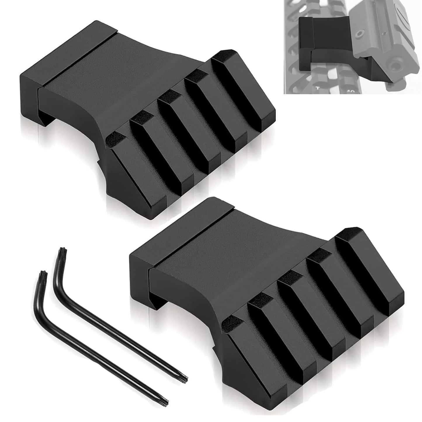 Bontok Picatinny Offset Rail Mounts, 45 Degree Picatinny Offset Aluminum Rail Low Profile Mount for lashlight Laser Sights Optics