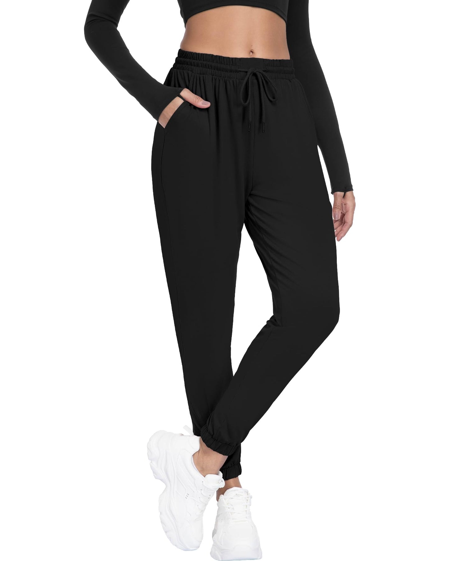 Mgput Women Joggers with Pockets, Ultra-Soft Comfortable Lightweight Drawstring Womens Sweatpants for Workout Gym and Jogging