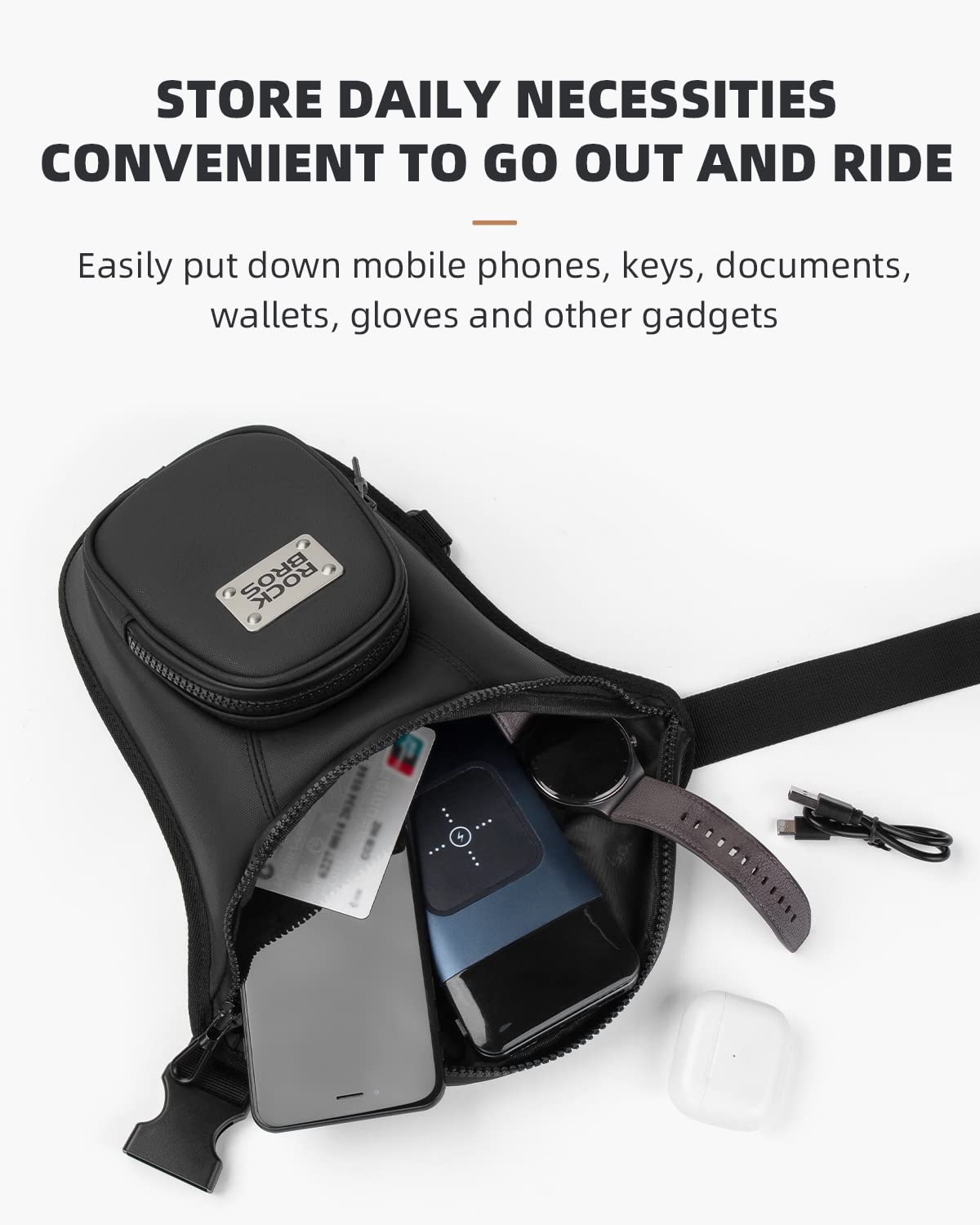 ROCKBROS Drop Leg Bag for Men Women - Motorcycle Thigh Bag with Removable Leg Harness for Hiking, Climbing, Cycling, Fishing, Riding, Travel