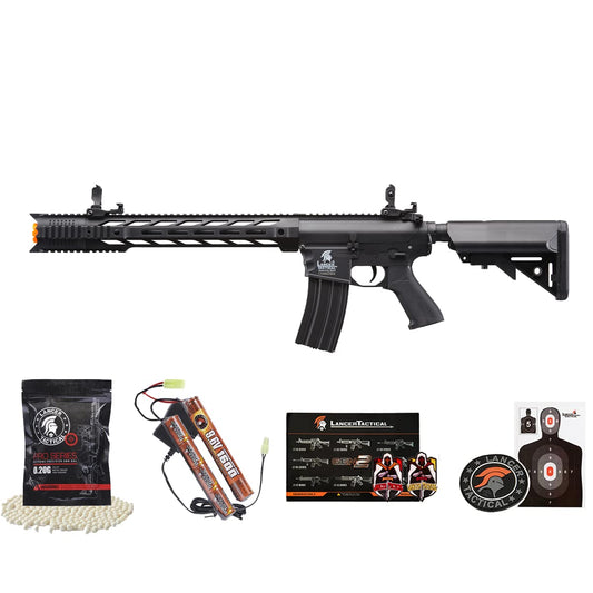 Lancer Tactical Gen 2 Durable Airsoft M4 SPR Interceptor AEG Polymer- Full/Semi-Auto, 1000 Rounds Bag of 0.20g BBS, Battery& Charger Included