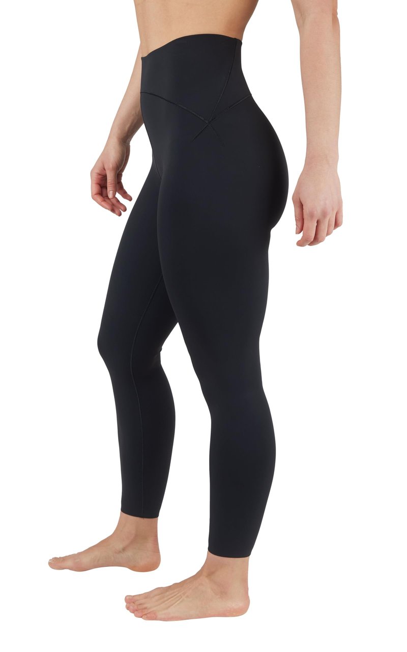 Yogalicious Tummy Control Sculpting Compression Leggings Elastic Free High Waisted Workout Performance Butt Lift Pant - Black - XL