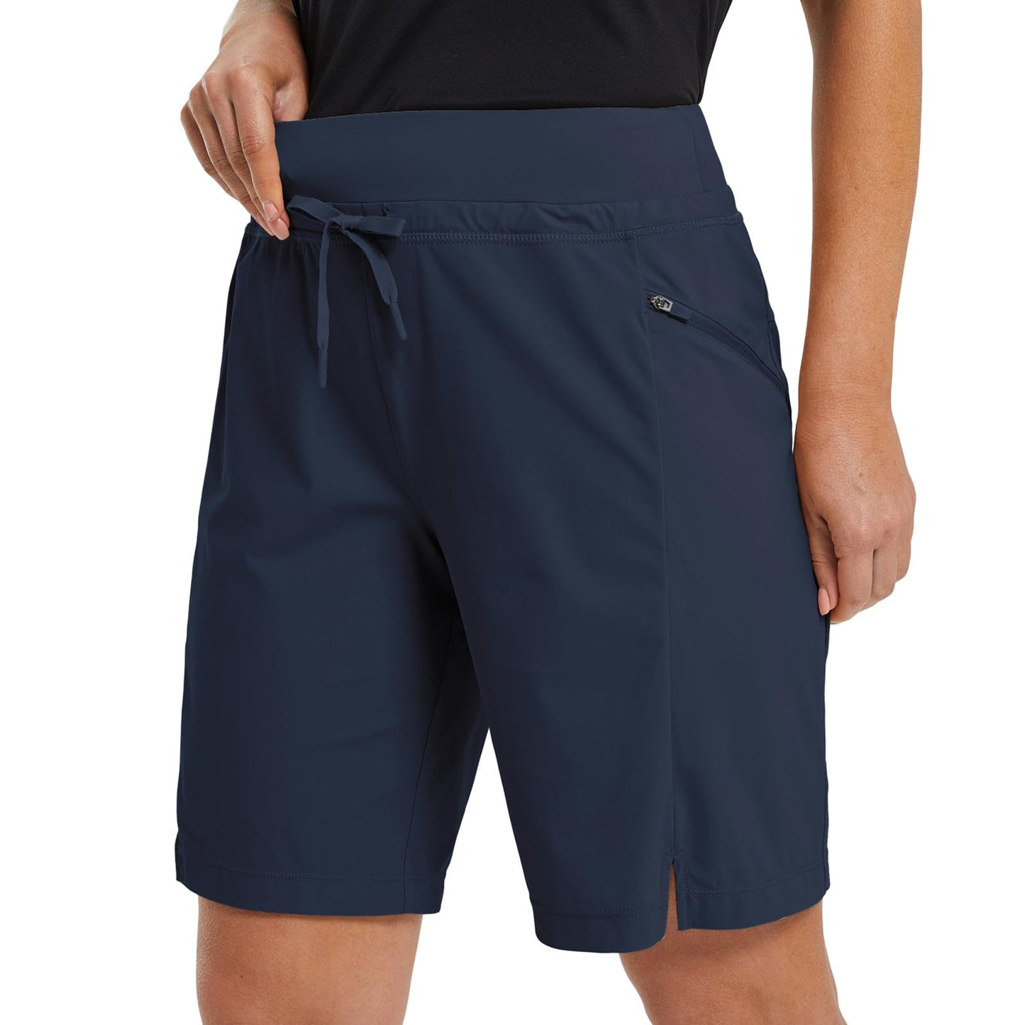 baleaf Women Hiking Long Shorts Bermuda Quick Dry Pockets Navy Blue S