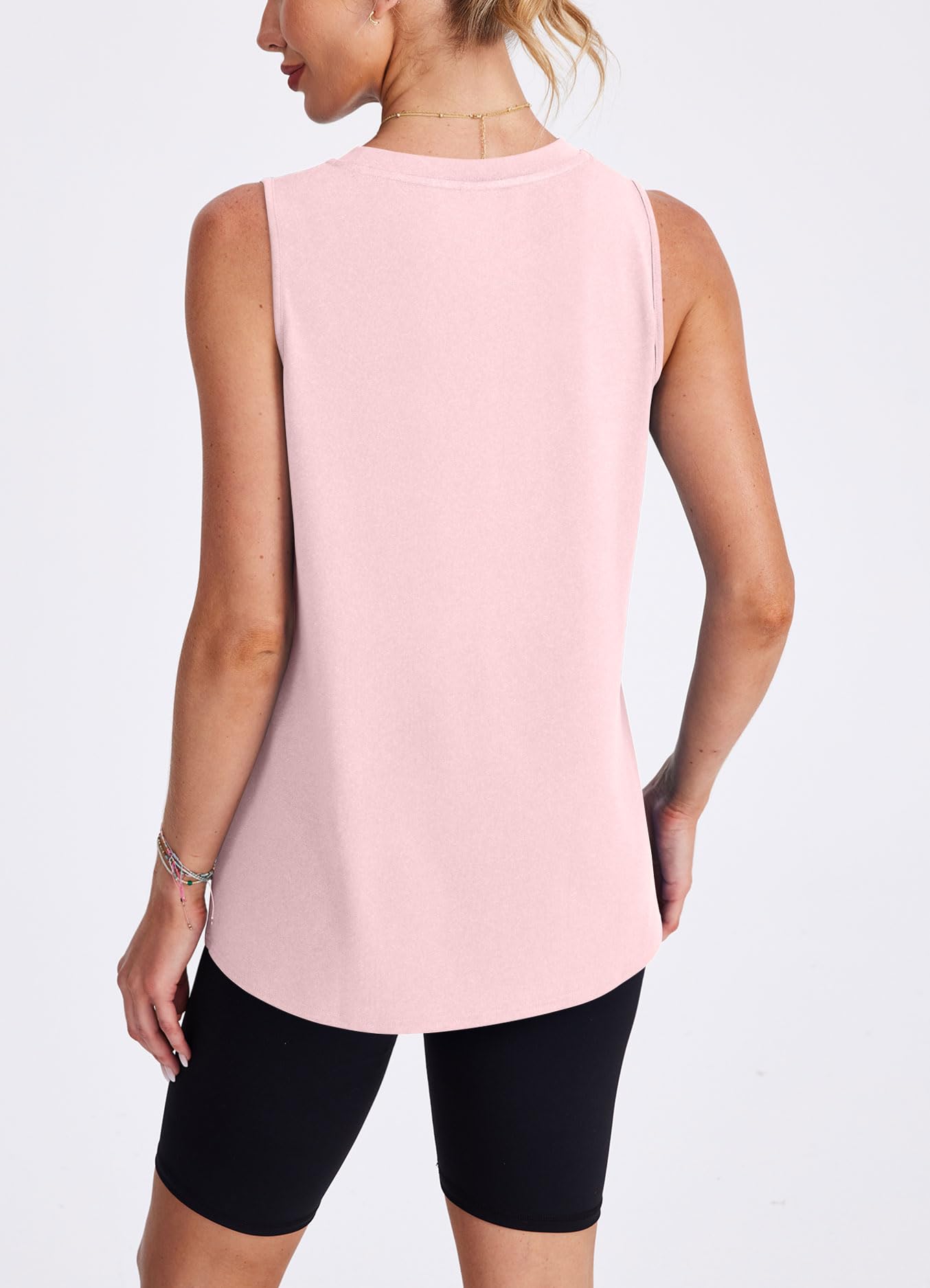 Beach Vacation Clothes for Women Women's Sleeveless Workout Tops Lightweight Tennis Yoga Athletic Running Shirts Light Pink L