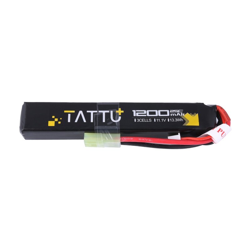 TATTU 11.1V LiPo Airsoft Stick Battery,3S 1200mAh 25C Battery Pack for Airsoft Gun with Mini TMY Connector