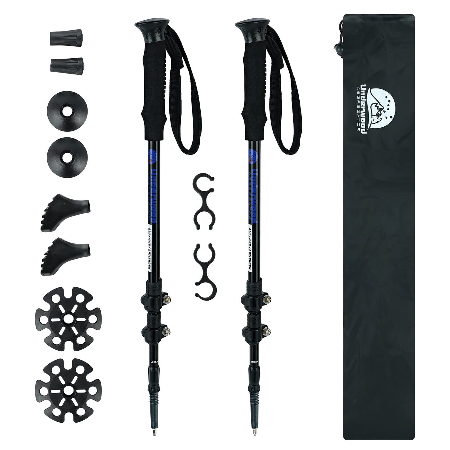 Trekking Poles Collapsible Hiking Poles - 2 Pack Adjustable Aluminum Hiking Sticks, Lightweight Walking Sticks for Women, Men, Seniors, Kids, Walking Poles for Backpacking by Underwood Aggregator