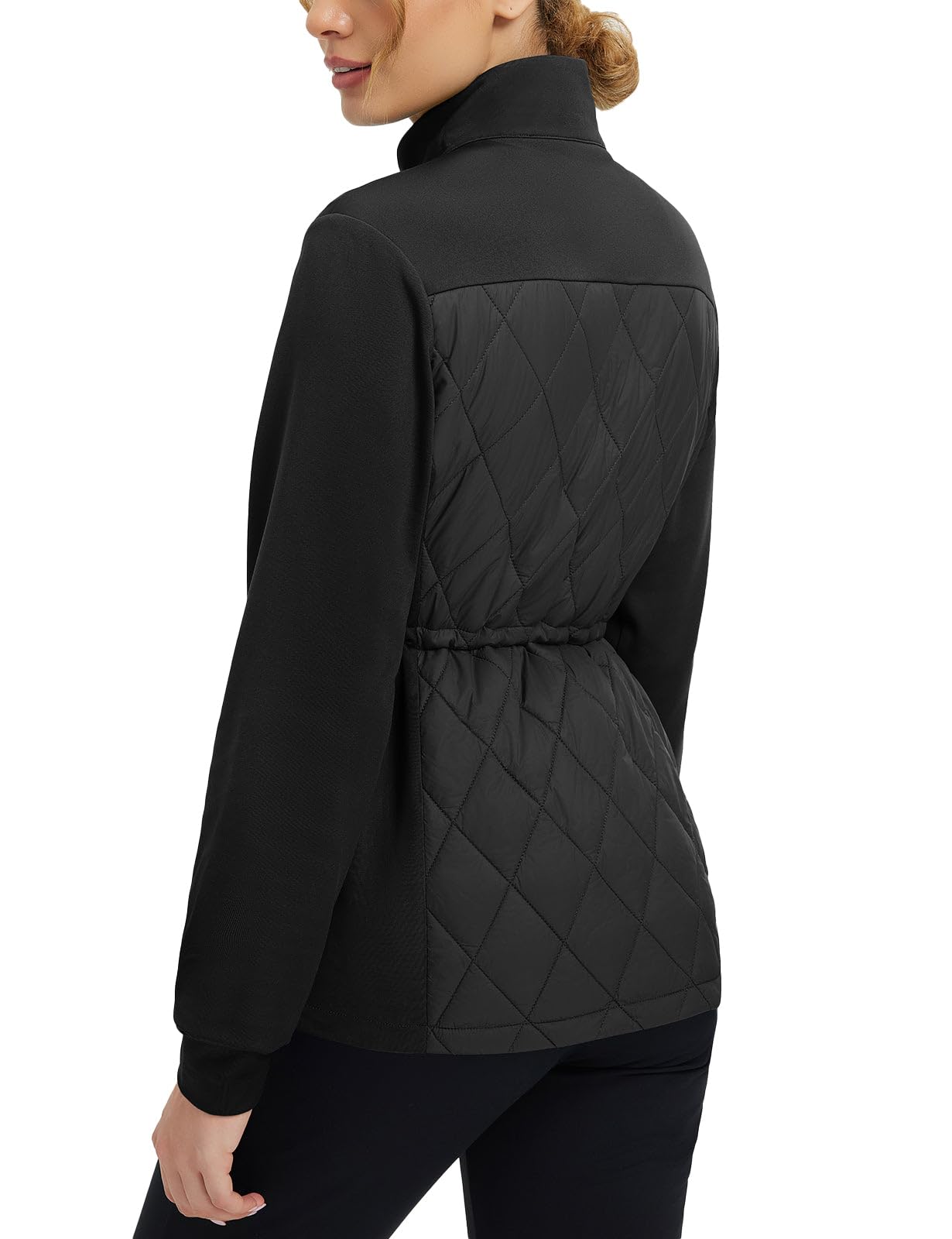 baleaf Women's Puffer Jackets Lightweight Winter Warm Stand Collar Water Resistant Golf Quilted Jacket 4 Pockets Black M