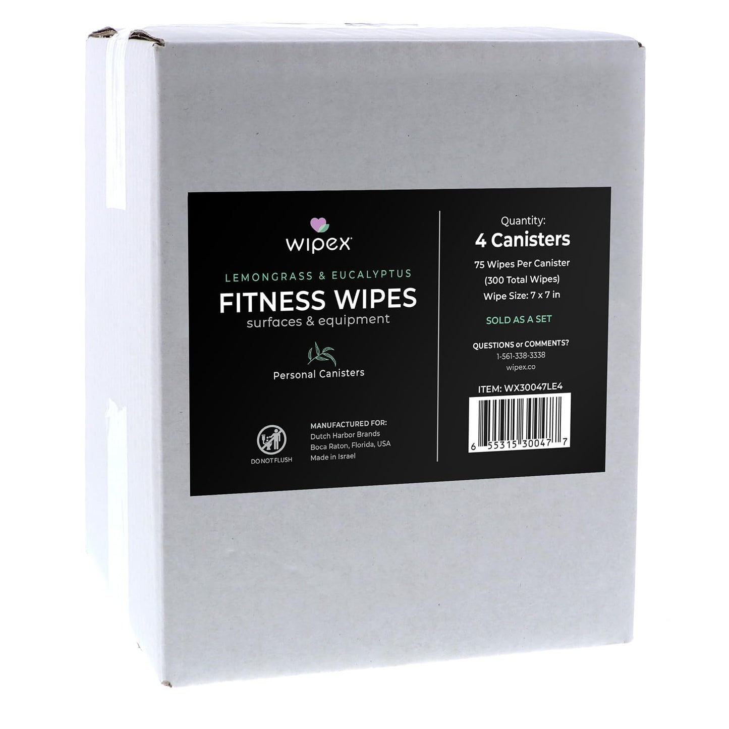 Wipex Fitness Equipment Wipes | Use as Gym Wipes for Equipment, Yoga Mat Cleaner, Peloton Bike Cleaner, Exercise Machine Wipes | Lemongrass, Eucalyptus, 75 Natural Wipes per Canister