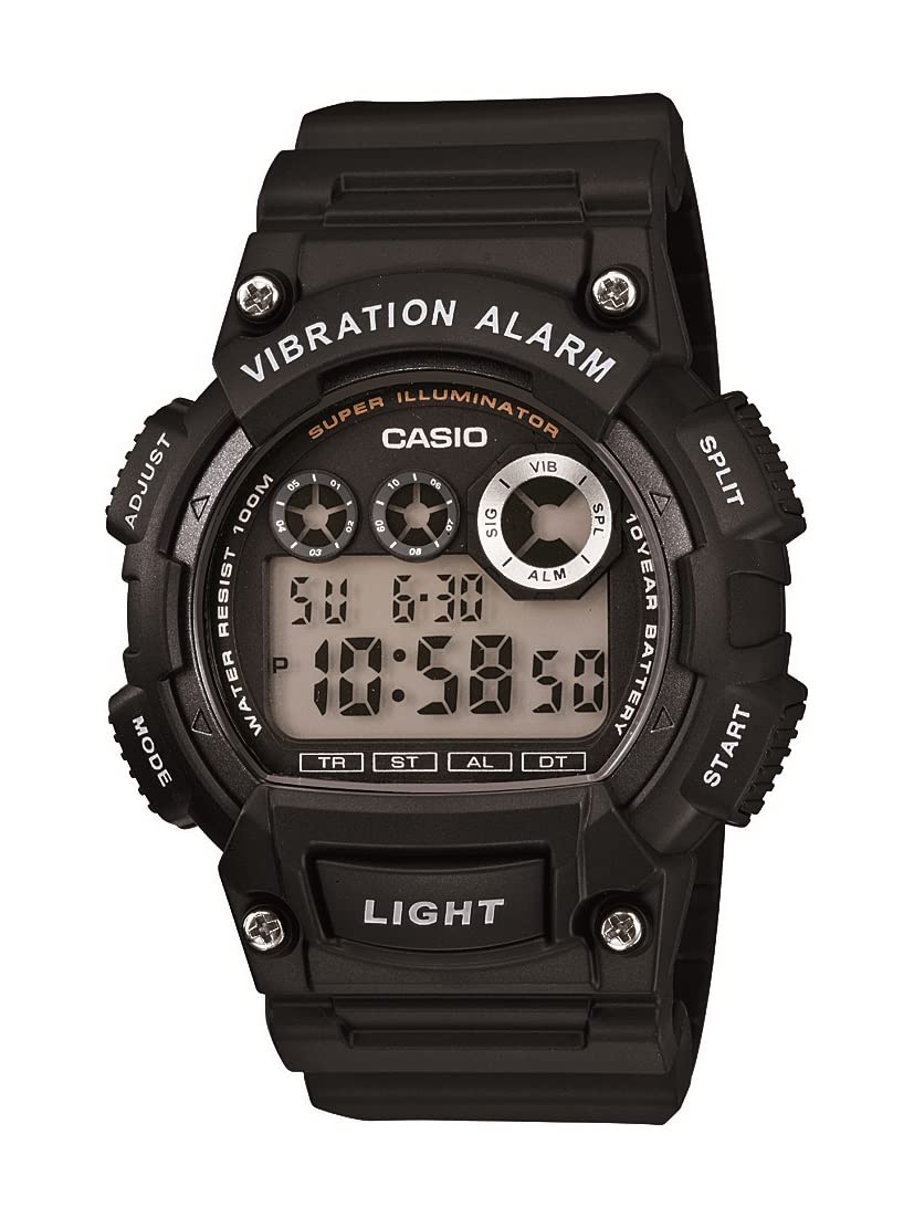 Casio W-735H Series | Digital Watch | Vibration Alert | Super Illuminator LED | 10-Year Battery | 100M Water Resistant | Stopwatch | Dual Time