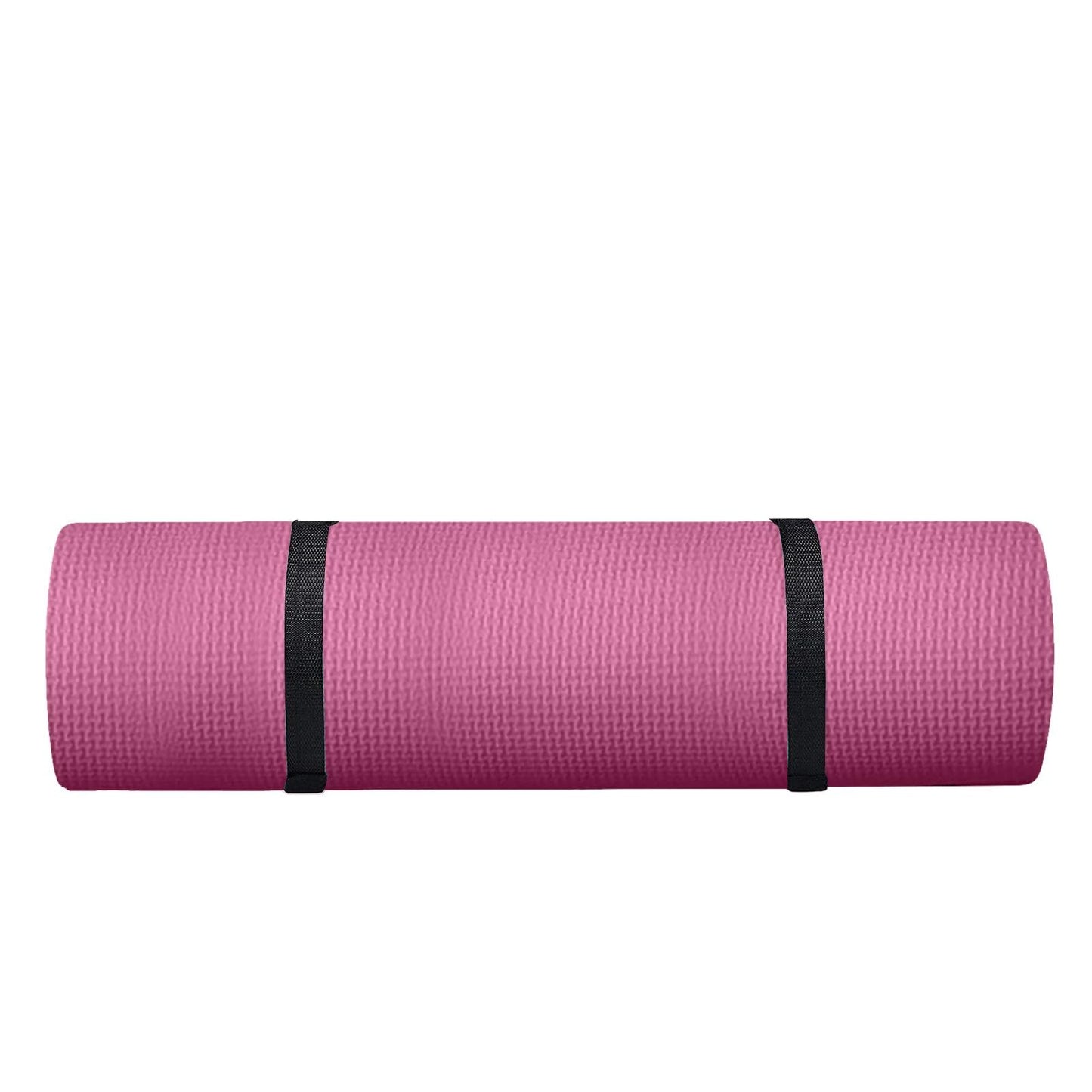 generic Pink Yoga Mat 5mm Thick Anti-Tear High Density Non Slip Exercise Mat with Carrying Strap Hot Yoga Mat for Fitness, Pilates, Stretching, Home Yoga, Gym, Floor, Workouts, 68 X 23 Inch