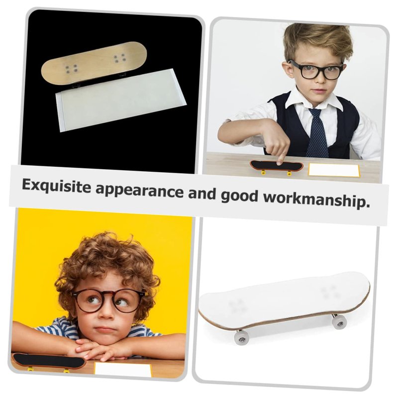 Toddmomy 10Pcs Fingerboard Foam Grip Tape, 10pcs Finger Skateboard Stickers Fingerboard Grip Tape White Finger Skateboard
