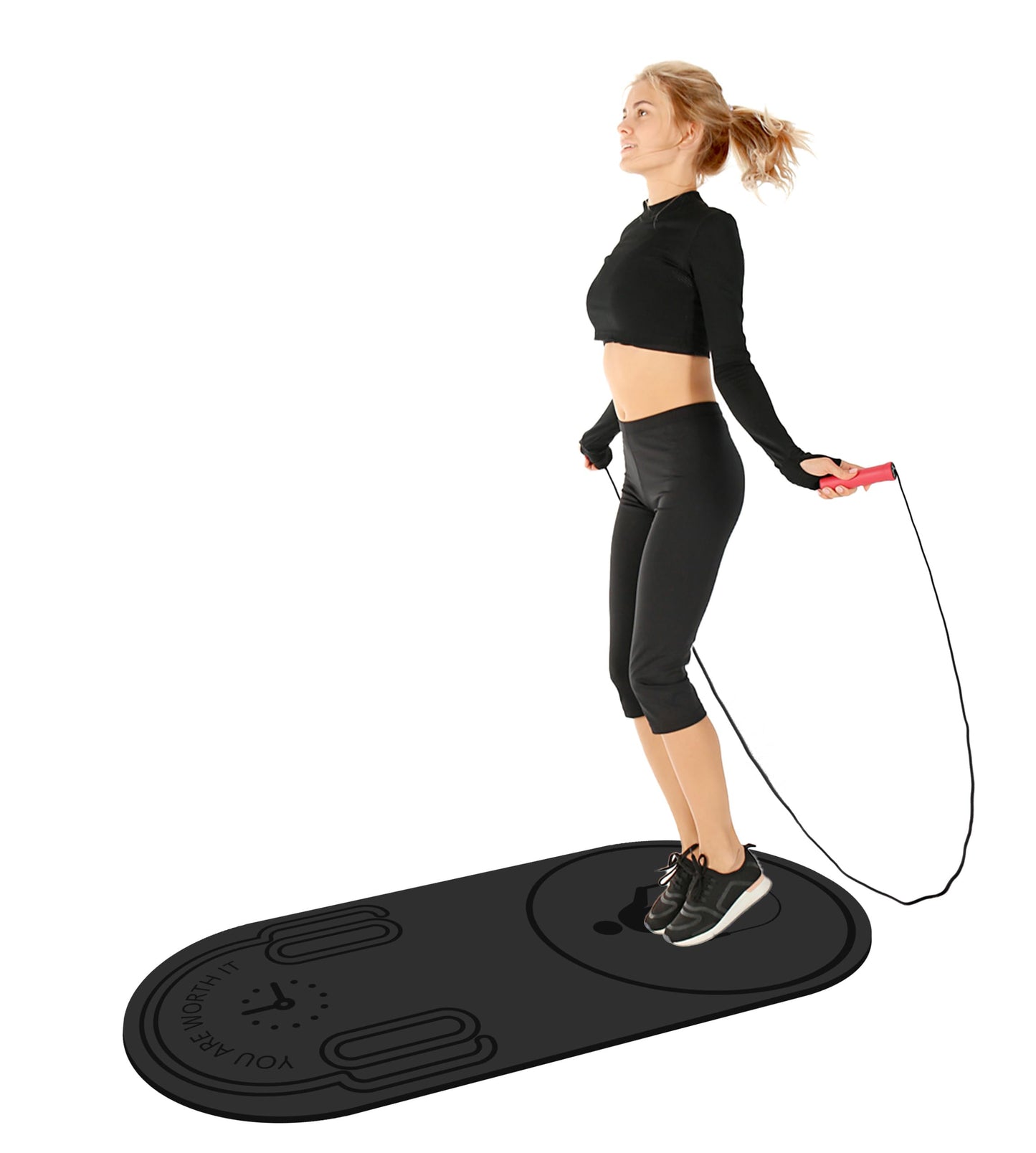Knsbk Non-Slip Jump Rope Mat for Shock Absorption - Skipping Mat for Adults & Children Home Indoor Workout Exercise in Green
