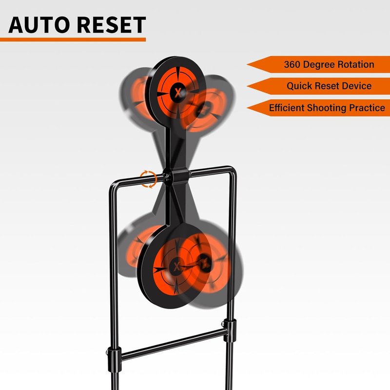 Highwild Double Spinner Shooting Targets - 3/8 Inch Thick Auto Reset Steel for Centerfire Handguns Up to .44 Magnum