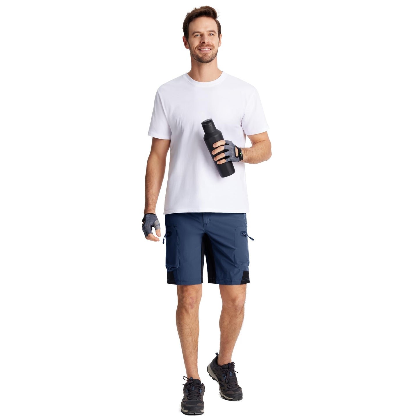 CRYSULLY Men's Summer Outdoor Shorts 9" Quick Dry Cargo Casual Work Hiking Dress Shorts Royal Blue M