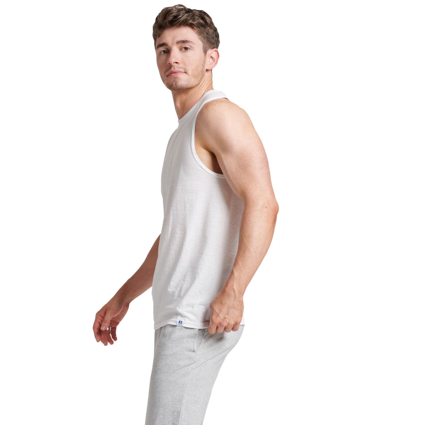 Russell Athletic Mens Cotton Performance Sleeveless Muscle T-Shirt T Shirt, White, 3X-Large US