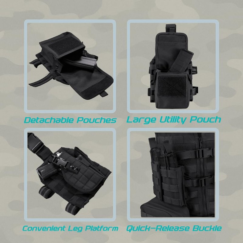 Barska BI12016 Loaded Gear VX-100 Tactical Vest and Leg Platform, Black, One Size