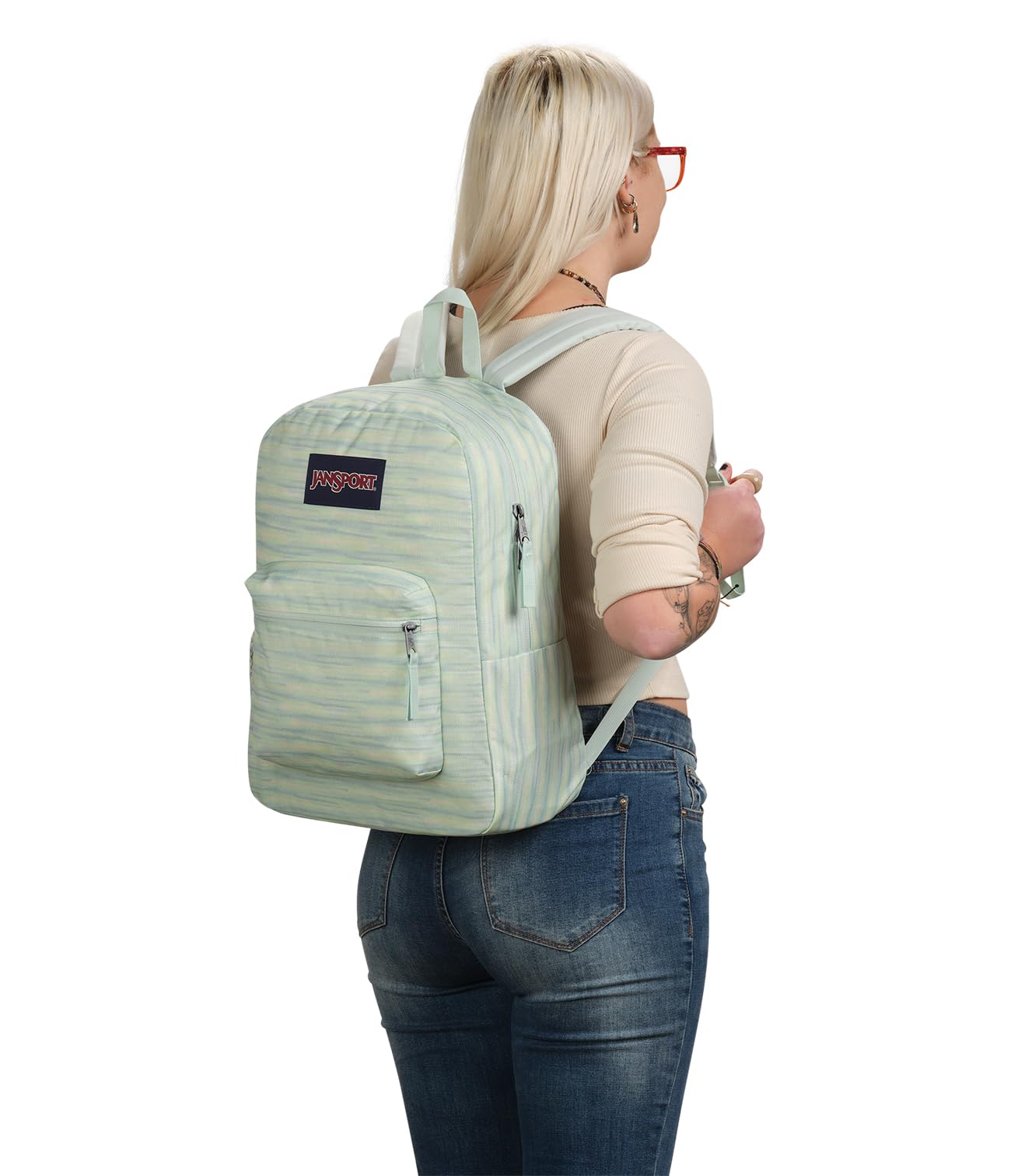 JanSport Cross Town Backpack 17" x 12.5" x 6" - Simple Bag for Everyone with 1 Main Compartment, Front Utility Pocket - Premium Class Accessories - Blue Neon