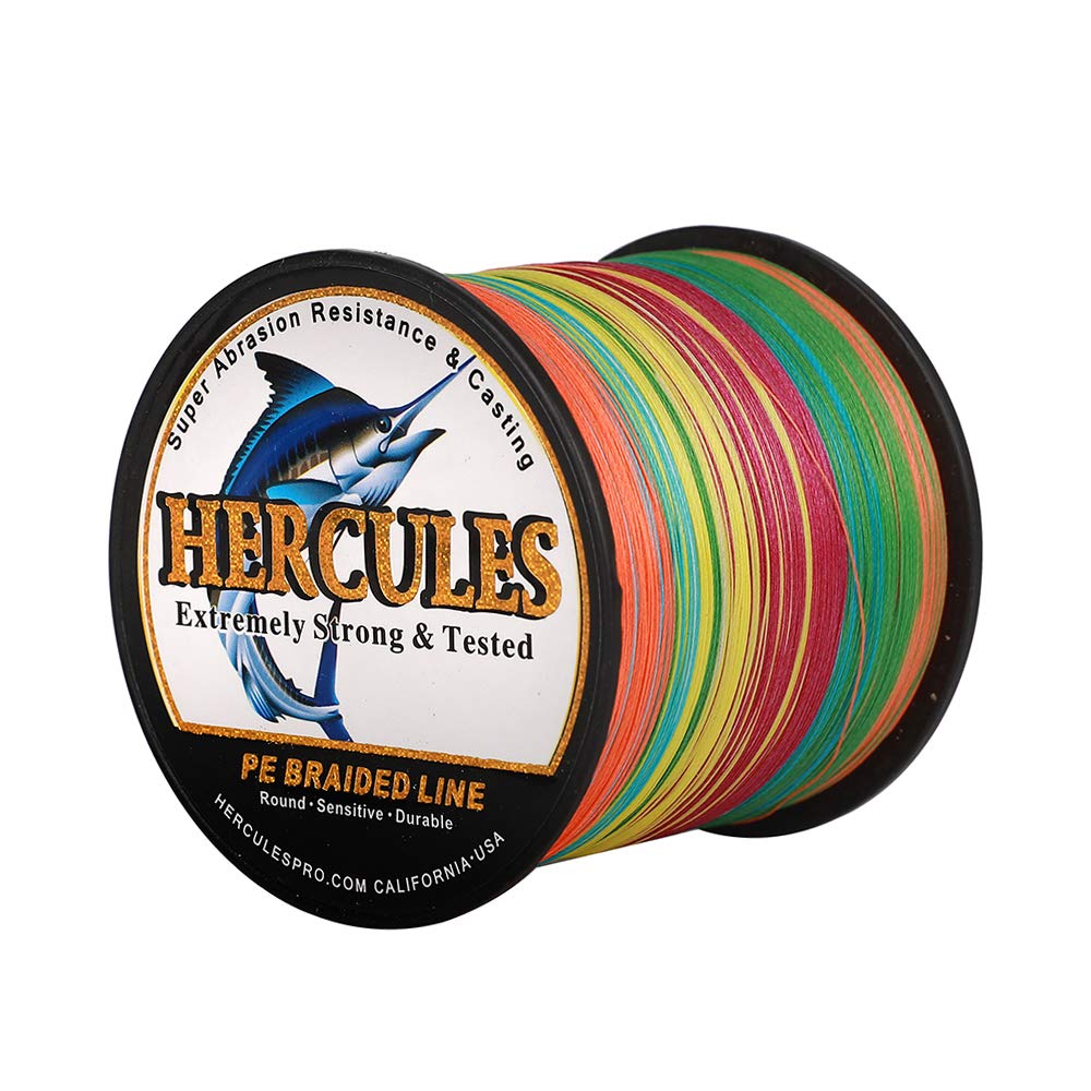 HERCULES Super Cast 500M 547 Yards Braided Fishing Line 70 LB Test for Saltwater Freshwater PE Braid Fish Lines Superline 8 Strands - Multicolor, 70LB (31.8KG), 0.44MM