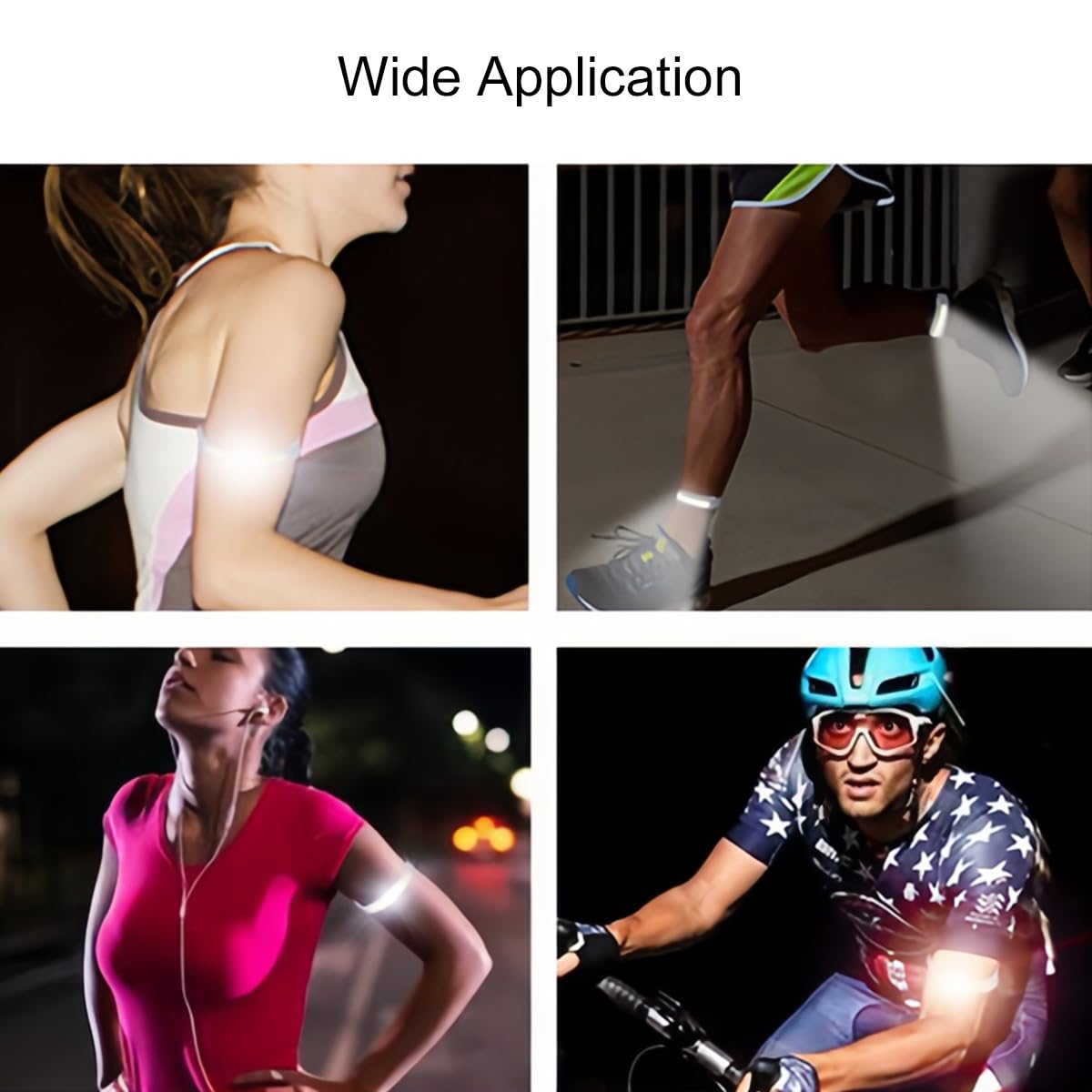 Lancoon 4 Pack Armband Running Light with Reflective Arm Bands COB Bracelet 3 Light Modes Rechargeable Outdoor Glow Flashing Safety for Night Runners Jogging Walking