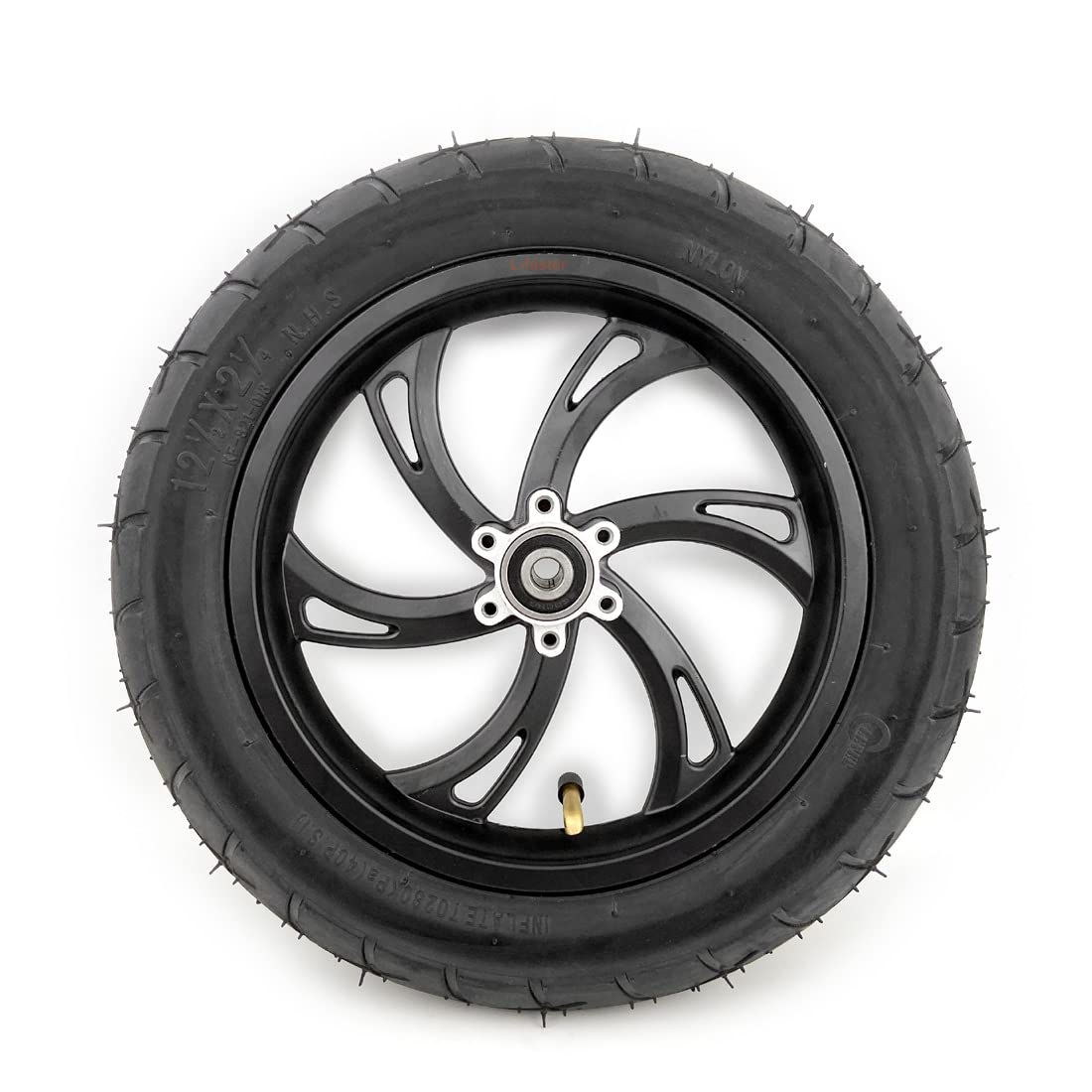 12inch Wheel With Pneumatic Tire Tube Compatible With 160mm Disc Brake 12 1/2 X 2 1/4 Black Wheel For Mini Bicycle Scooter（black with disc）