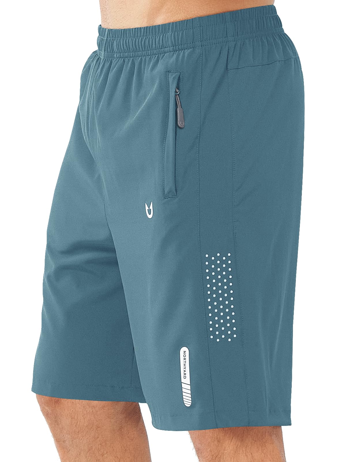 NORTHYARD Men's Athletic Running Shorts Gym Workout 7"/9"/5" Quick Dry Lightweight Sports Basketball Tennis 3 Zipper Pockets GREYBLUE-9inch S
