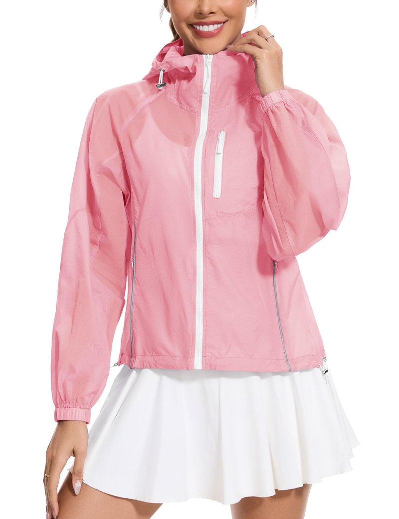 Avoogue UV Jacket Sun Protection for Women Full Zip Jackets Running Cropped Lightweight Pink Lady Jacket Hiking Shirts Pink M